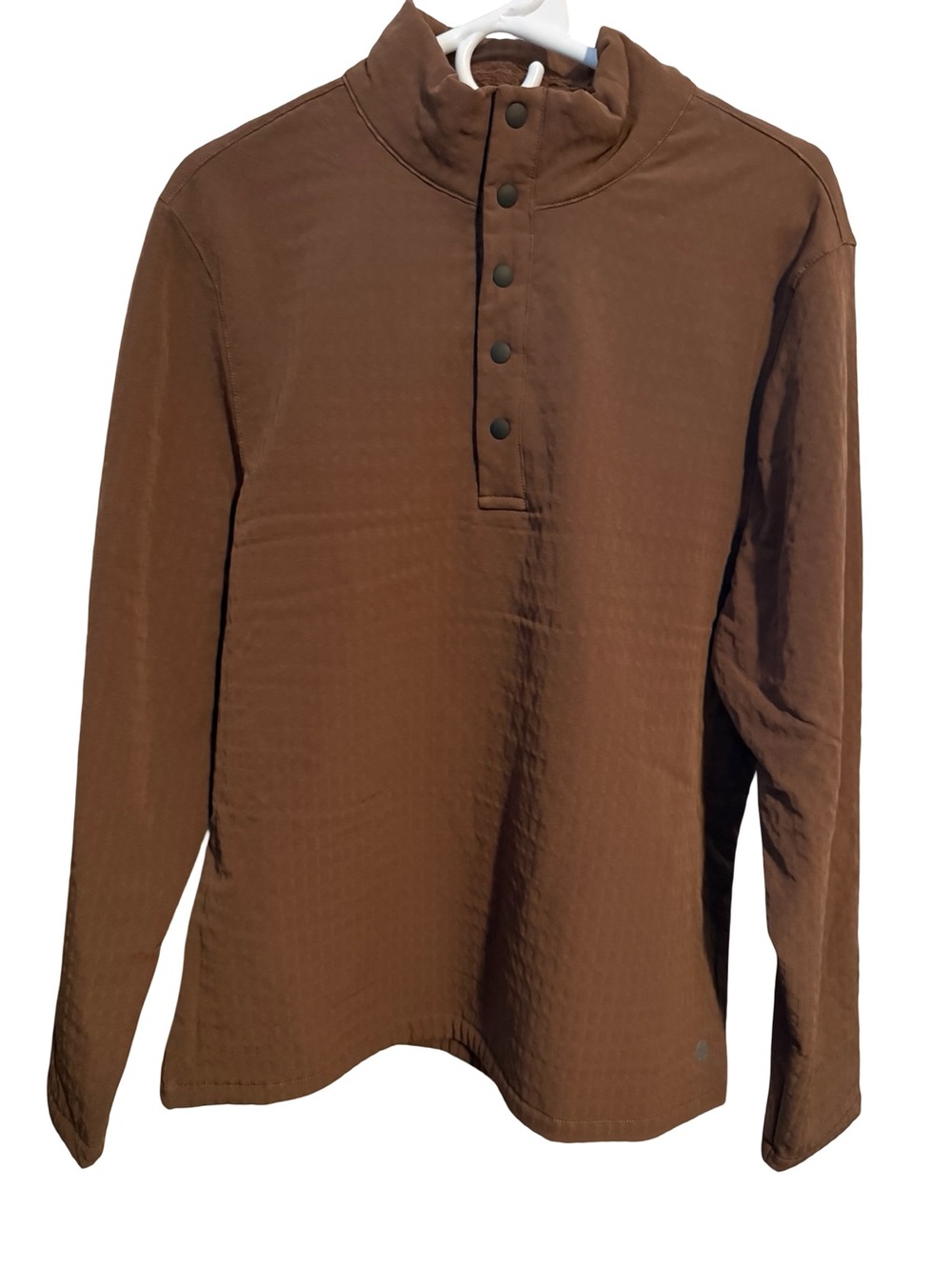 Free Fly Fleece Mens M Brown Long-Sleeve Snap Henley Pullover Lightweight